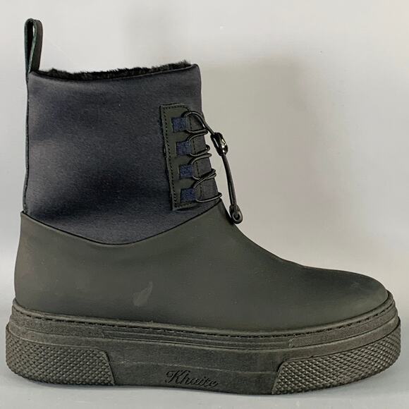 KHAITE Size 10 Culver Black Fur Lined Drawstring Rain Boots - Picture 2 of 8